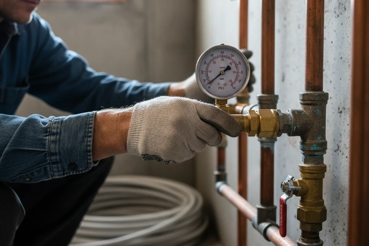 Pressure testing a repaired line during Water Line Repair in Latimer